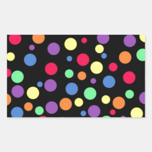 Vibrant Coloured Polka Dots Rectangular Sticker