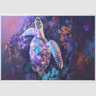Vibrant Coloured Sea Turtle Decoupage Tissue Paper
