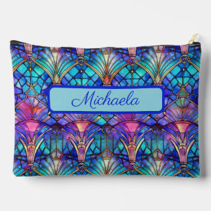 Vibrant Coloured Stained Glass Personalised Accessory Pouch