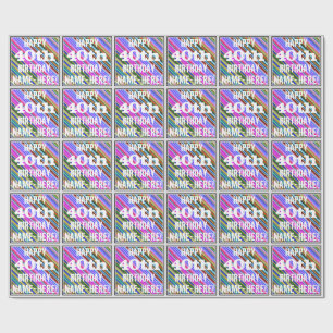 Vibrant, Colourful 40th Birthday + Custom Name Wrapping Paper