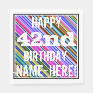 Vibrant, Colourful 42nd Birthday + Custom Name Napkin
