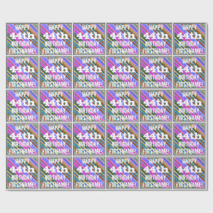 Vibrant, Colourful 44th Birthday + Custom Name Wrapping Paper