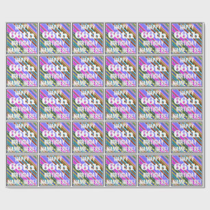 Vibrant, Colourful 66th Birthday + Custom Name Wrapping Paper