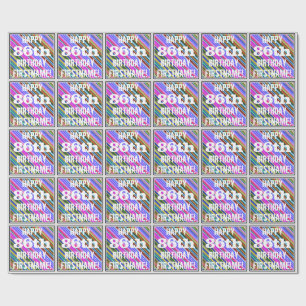 Vibrant, Colourful 86th Birthday + Custom Name Wrapping Paper