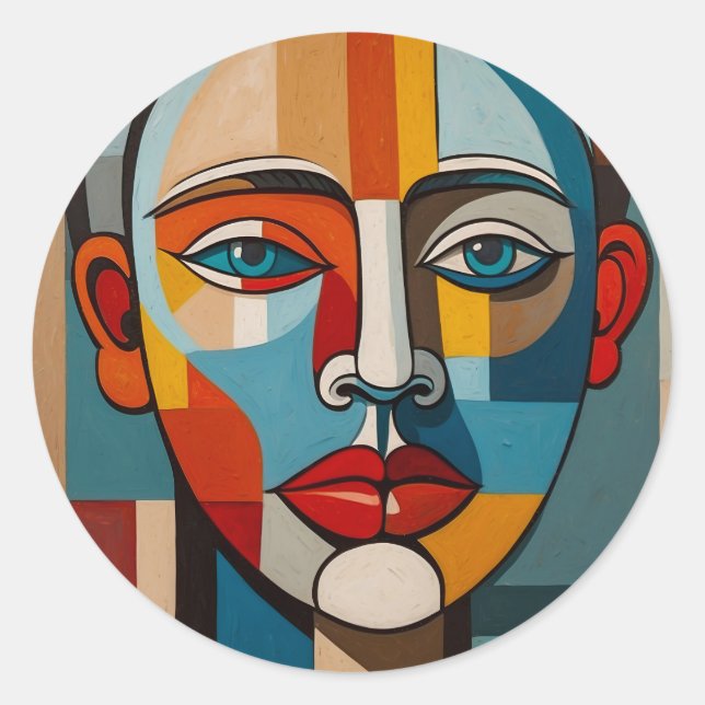 Vibrant Colourful Abstract Face Painting  Classic Round Sticker (Front)