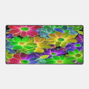 Vibrant Colourful Abstract Floral - Desk Mat