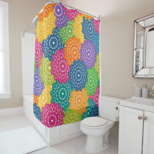 Vibrant Colourful Abstract Flowers Shower Curtain