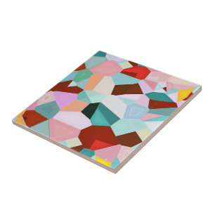 Vibrant Colourful Abstract Geometric Glass Art Tile