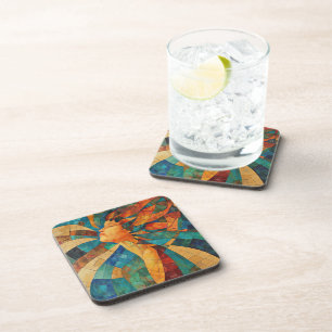 Vibrant Colourful Abstract Mosaic Woman Coaster
