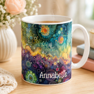 Vibrant Colourful Abstract Name Art Bold Pattern Coffee Mug