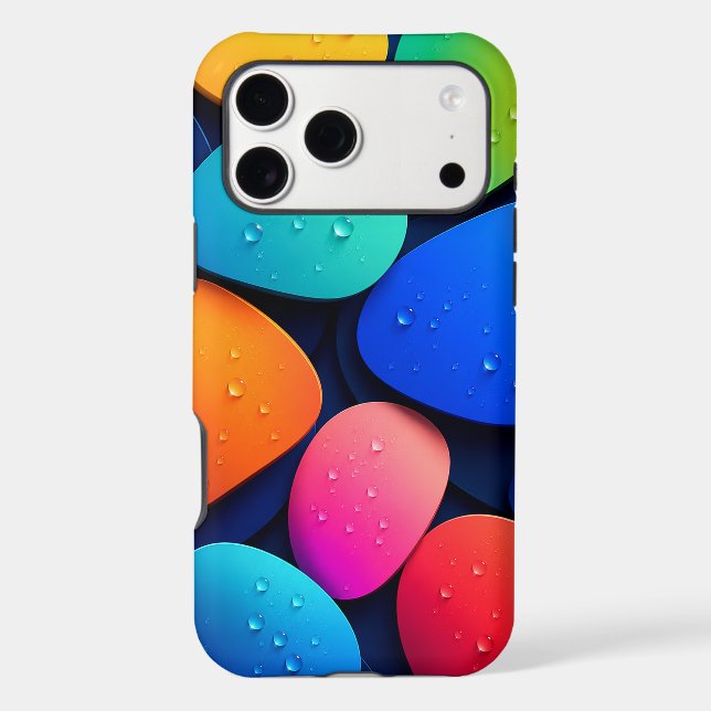 Vibrant Colourful Abstract Pebbles with Water Drop (Back)