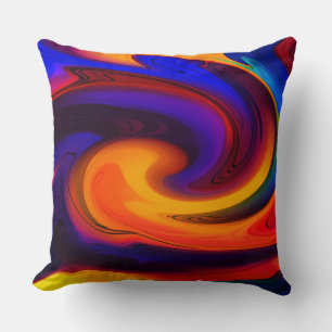 Vibrant Colourful Abstract Swirl Throw Pillow