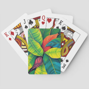 Vibrant Colourful Banana Foliage Pattern Playing Cards