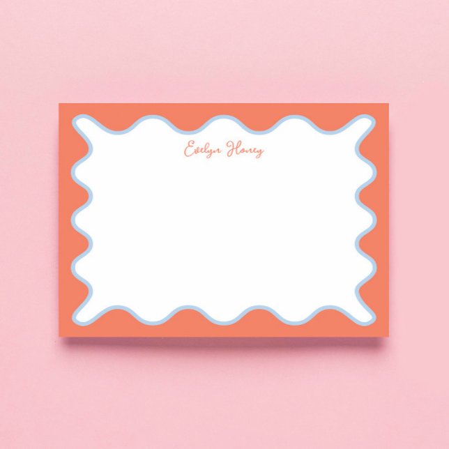 Vibrant Colourful Blue and Pink Wavy Zigzag Border Notepad (Creator Uploaded)