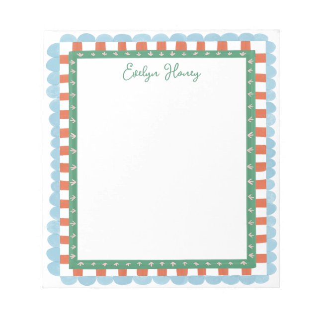 Vibrant Colourful Bold Colours Wavy Border Notepad (Front)