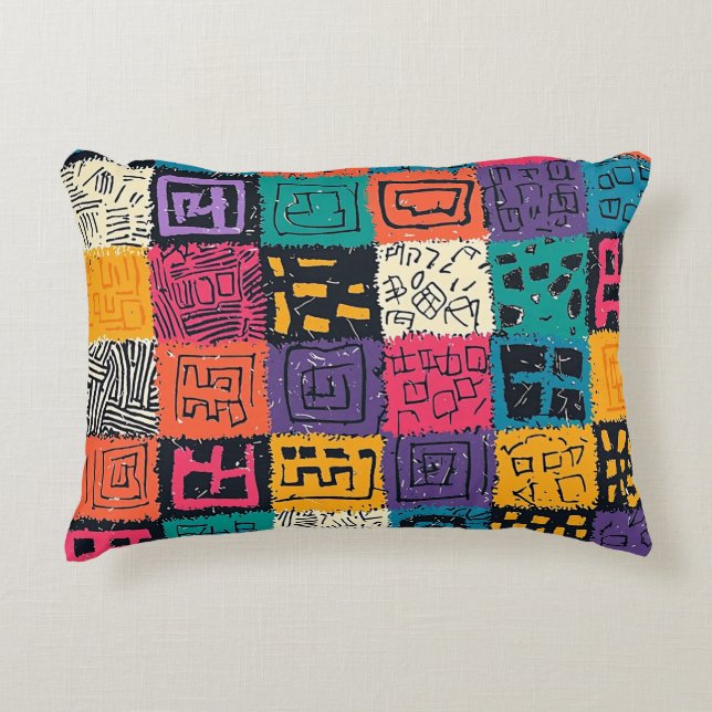 Vibrant Colourful Box Pattern (1) Decorative Cushion (Front)