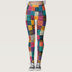 Vibrant Colourful Box Pattern (1) Leggings