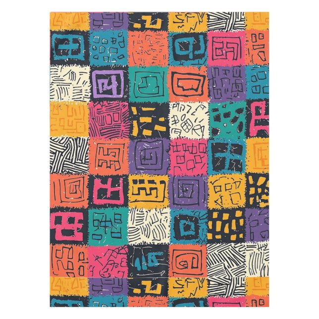 Vibrant Colourful Box Pattern (1) Tablecloth (Front)