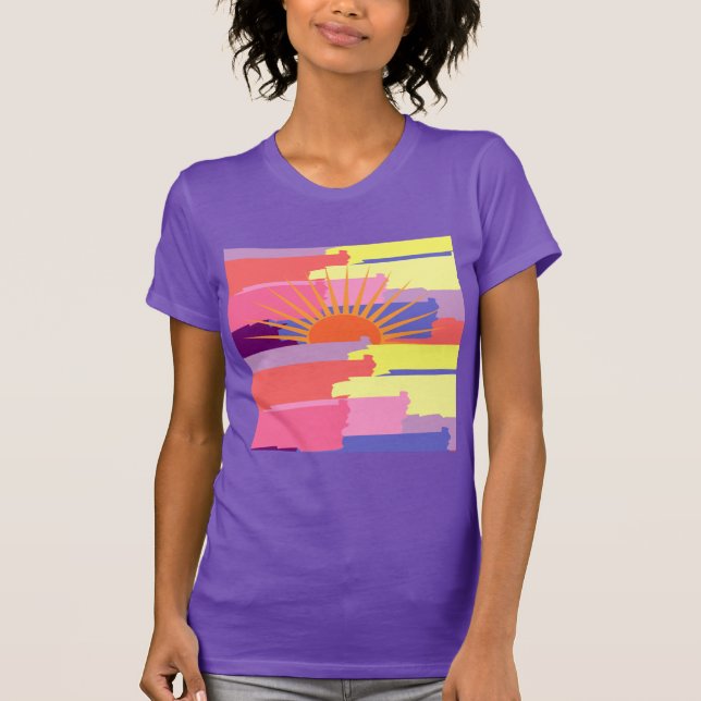 Vibrant Colourful Brush Strokes W/Sun Women's Tee (Front)