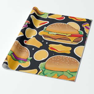 Vibrant Colourful Cheeseburgers Wrapping Paper