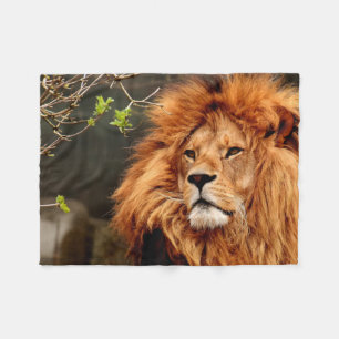 Vibrant colourful Close-up Lion picture Fleece Blanket