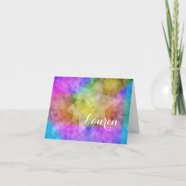 Vibrant Colourful Colour Block Watercolor Thank Yo You Card (Front)