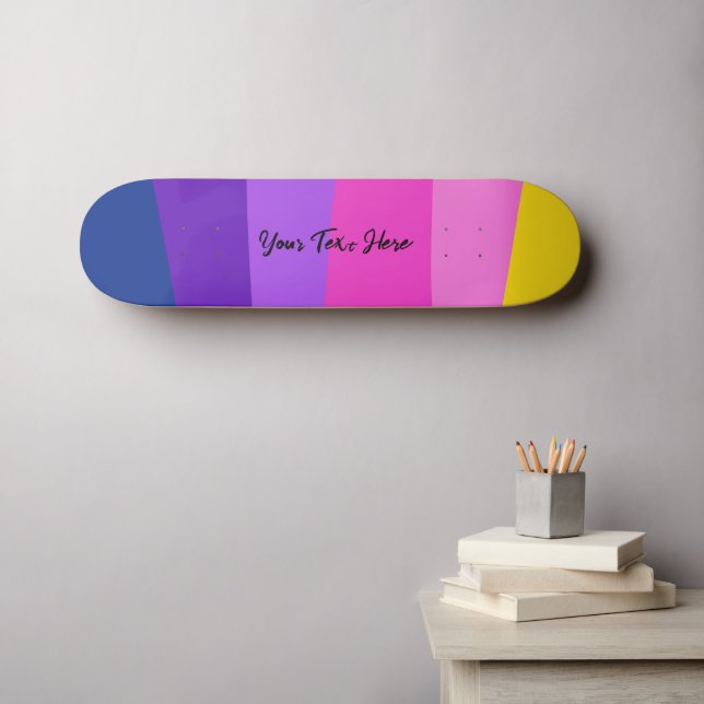 Vibrant Colourful Design Custom Text Skateboard (Wall Art (Horz))