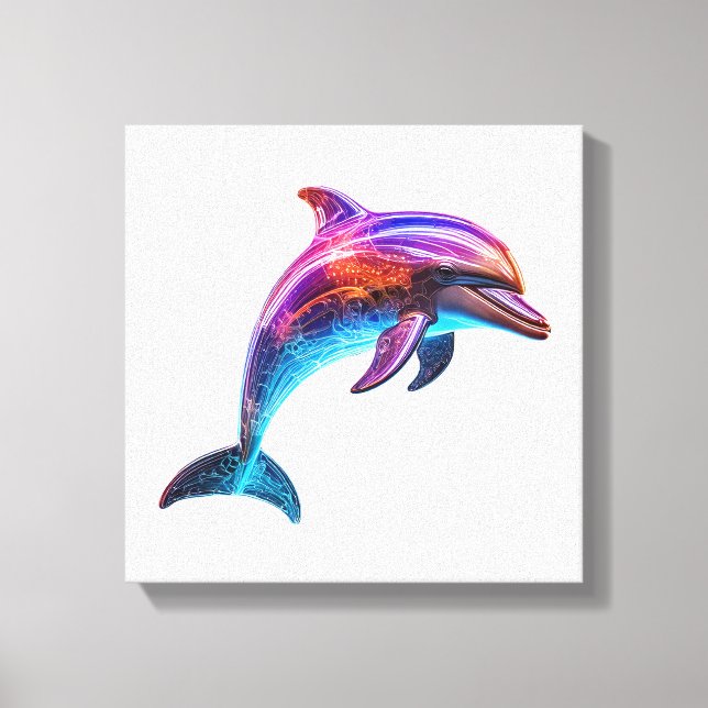 Vibrant Colourful Dolphin Canvas Print (Front)
