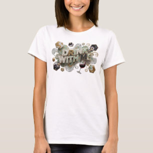 Vibrant Colourful DRINK WITH ME Text Design T-Shirt