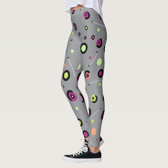 Vibrant Colourful Evil Eye Pattern Boho Aesthetic  Leggings (Left)