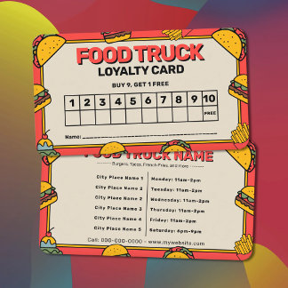 Vibrant & Colourful Food Truck Loyalty Card