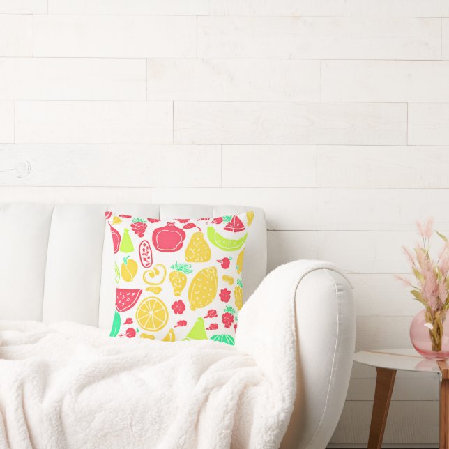 Vibrant Colourful Fruits Pattern Cushion (Couch)