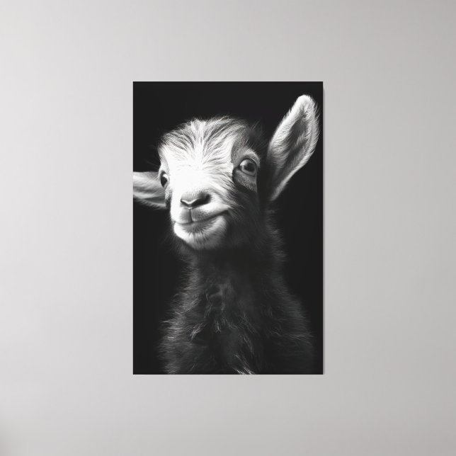 Vibrant Colourful Full-Bodied Baby Goat Portrait Canvas Print (Front)