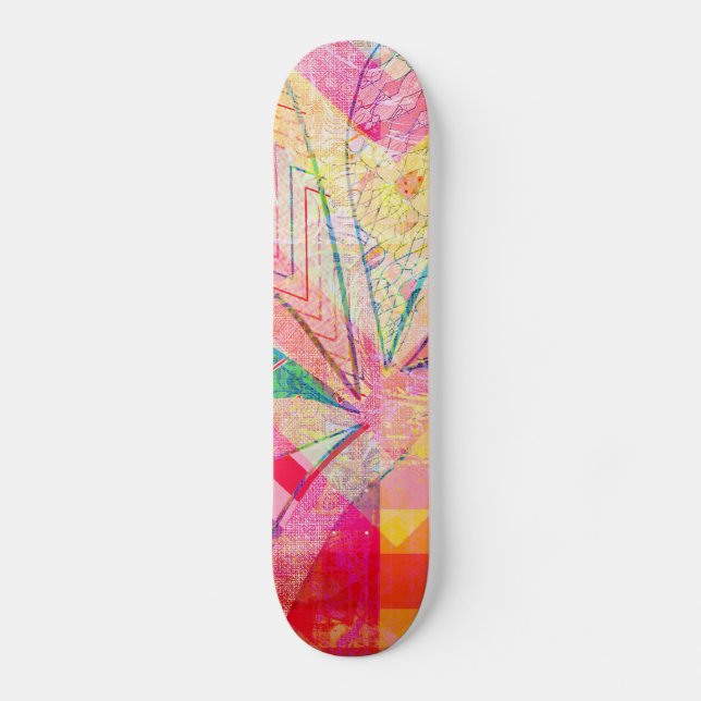 Vibrant Colourful Funky Abstract Girly Butterfly C Skateboard (Front)