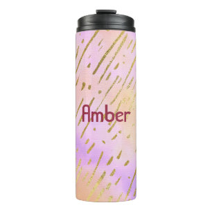 Vibrant Colourful Gold and Pink Thermal Tumbler
