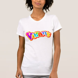 Vibrant colourful graphic text ladies t-shirt