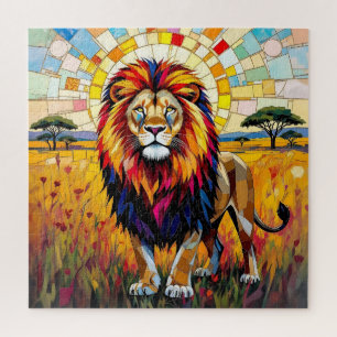 Vibrant Colourful Lion Mosaic Jigsaw Puzzle