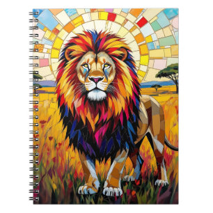 Vibrant Colourful Lion Mosaic Notebook