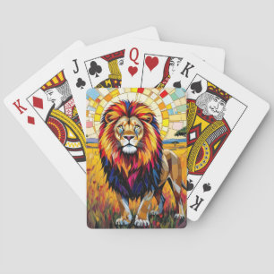 Vibrant Colourful Lion Mosaic Playing Cards