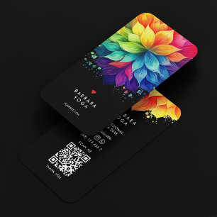 Vibrant Colourful Lotus Mandala Therapist Yoga Business Card