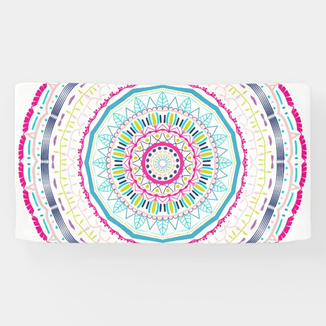 Vibrant Colourful Mandala Art Banner (Horizontal)