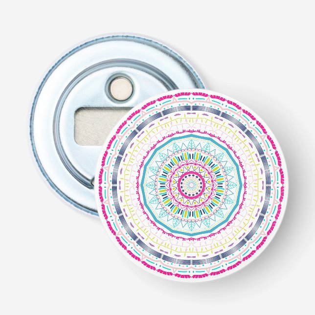 Vibrant Colourful Mandala Art Bottle Opener (Front)