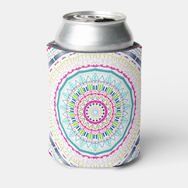 Vibrant Colourful Mandala Art Can Cooler (Can Back)