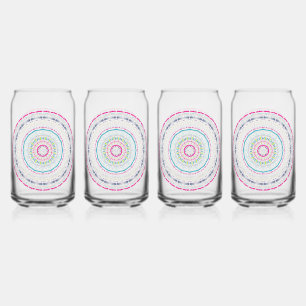 Vibrant Colourful Mandala Art Can Glass