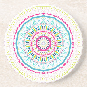 Vibrant Colourful Mandala Art Coaster