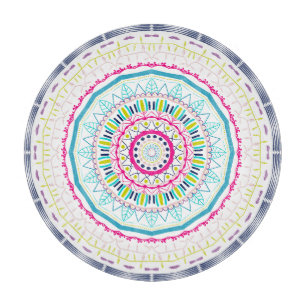 Vibrant Colourful Mandala Art Cutting Board