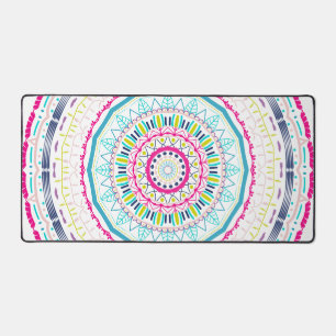 Vibrant Colourful Mandala Art Desk Mat