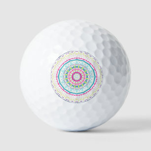 Vibrant Colourful Mandala Art Golf Balls