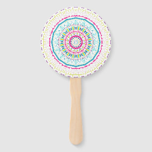 Vibrant Colourful Mandala Art Hand Fan