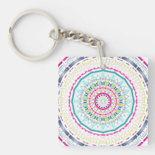 Vibrant Colourful Mandala Art Key Ring